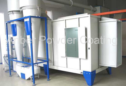 Manual powder booth wuth twin cyclon overspray powder recycling unit